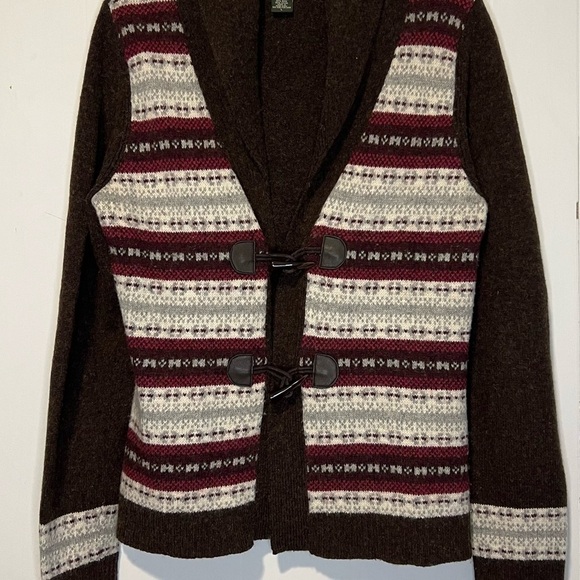 Eddie Bauer Sweaters - Eddie Bauer Women’s Brown Wool Blend Cardigan with Toggle Closure K